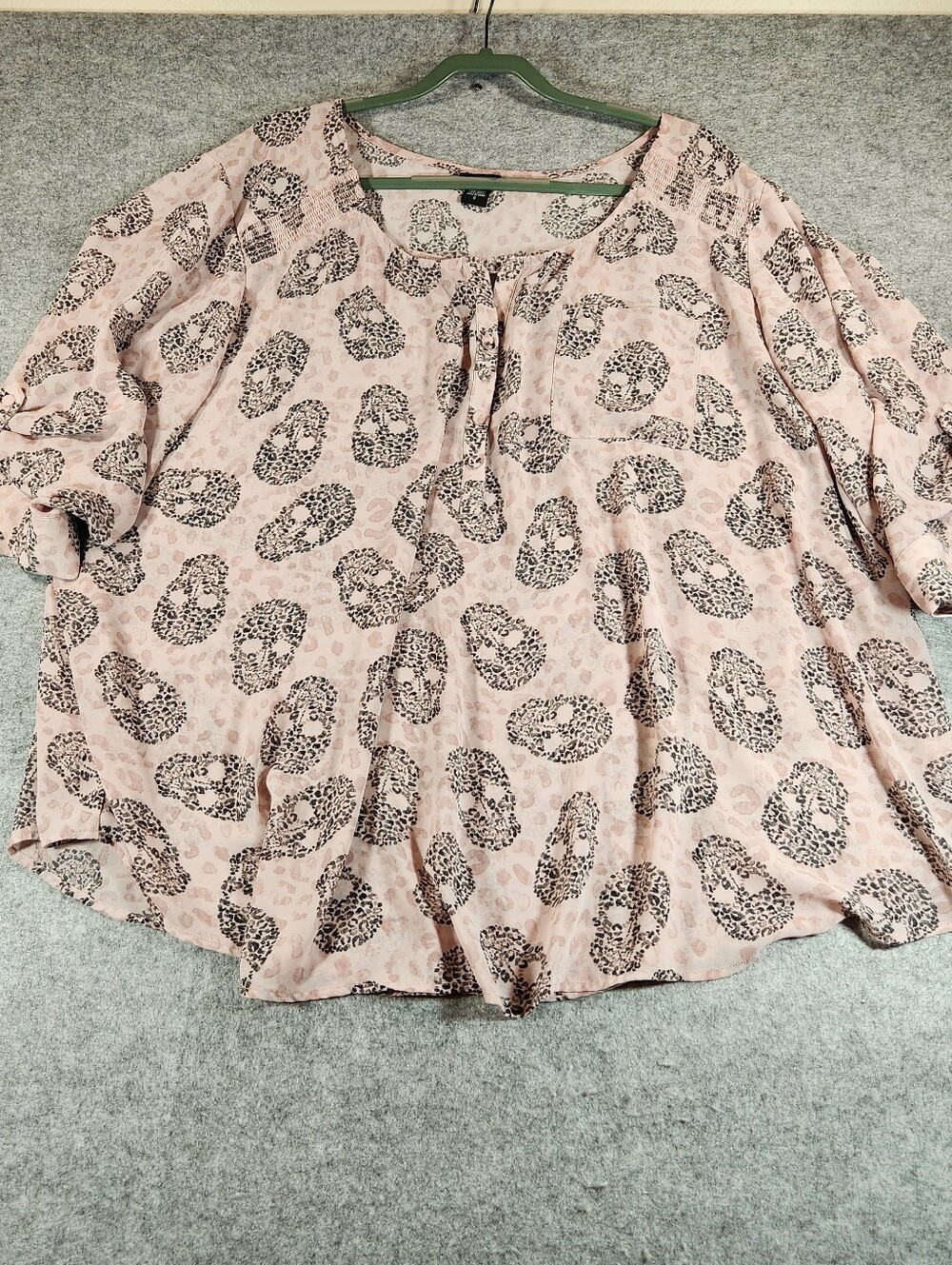 torrid Blush Pink Leopard Print Skull Peasant Top Size 6X Or Torrid 6
